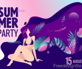Summer party background with girl vector