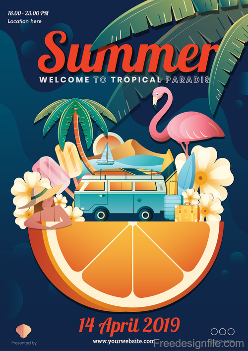 Summer poster template design vector