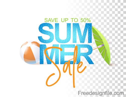 Summer sale logo with umbrella vector