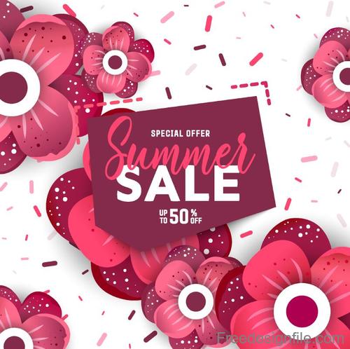 Summer sale with discount poster template vector 02