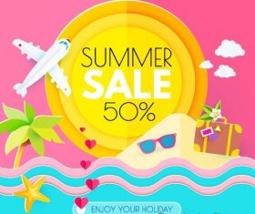 Summer sale with discount poster template vector 04