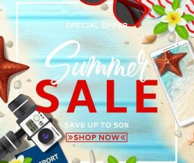 Summer sale with discount poster template vector 05