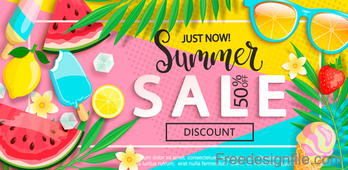 Summer sales and discounts vector design