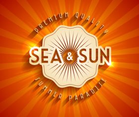 Summer sun with sea logo design vector 01