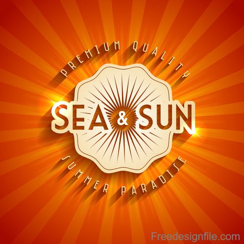 Summer sun with sea logo design vector 01