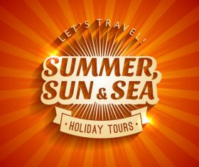 Summer sun with sea logo design vector 02