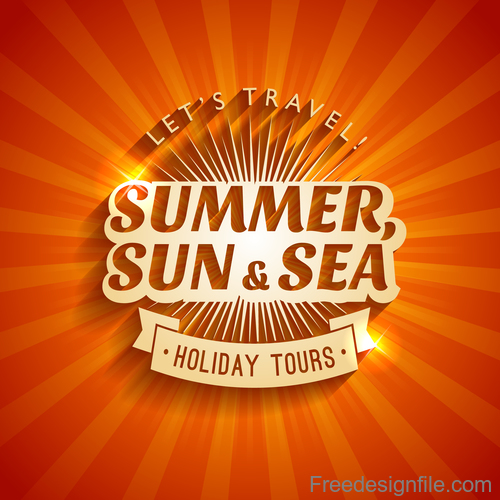 Summer sun with sea logo design vector 02