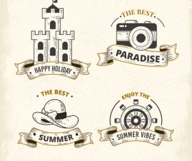 Summer with holiday labels vintage design vector