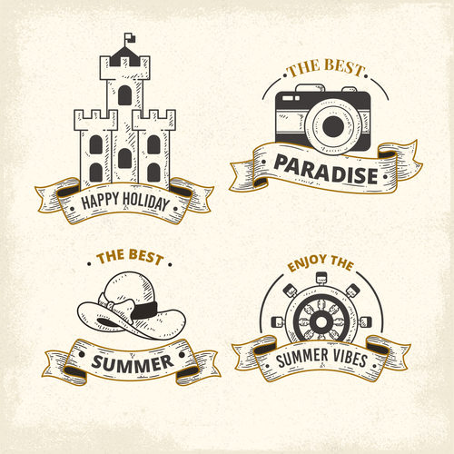 Summer with holiday labels vintage design vector