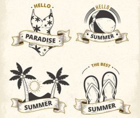 Summer with paradise labels vintage design vector
