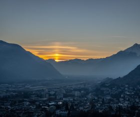 Swiss Alpssunset landscape Stock Photo