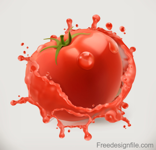 Tomato juice splash vector illustration