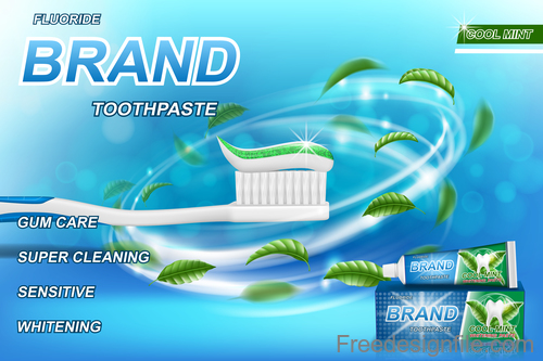 Toothpaste poster template design vector 01