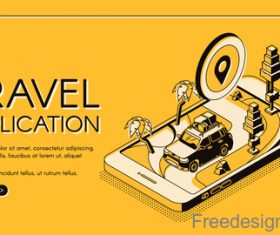 Travel application isometric template design vector