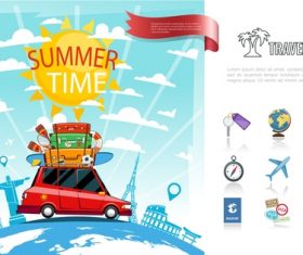 Travel around world design with travel icons vector