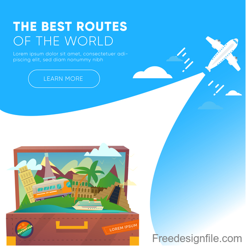 Travel best routes of the world design vectors 01