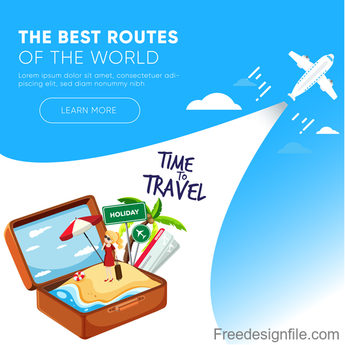 Travel best routes of the world design vectors 07
