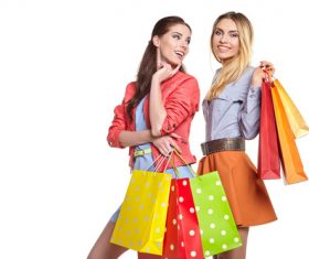 Two women holding shopping bags Stock Photo