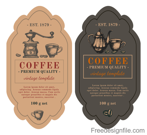 Vintage Coffee Labels Template Vector Design Free Download