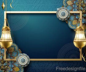 Vintage decor with Eid mubarak ornate background vector 04