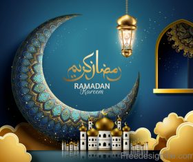 Vintage decor with Eid mubarak ornate background vector 08