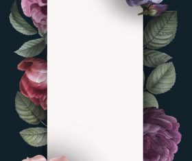 Vintage flower with blank paper vector