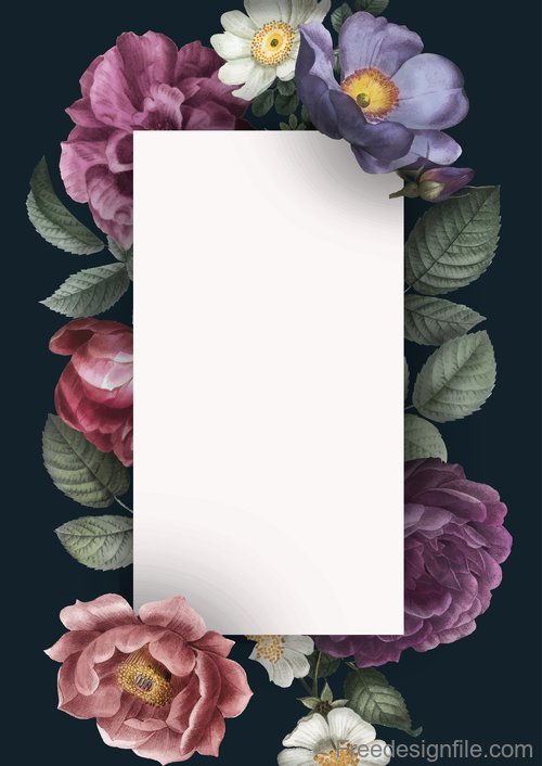 Vintage flower with blank paper vector