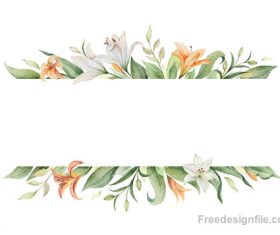 Watercolor lilies flower background design vector
