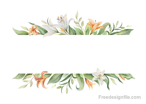 Watercolor lilies flower background design vector