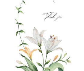 Watercolor lilies flower vector illustration 03