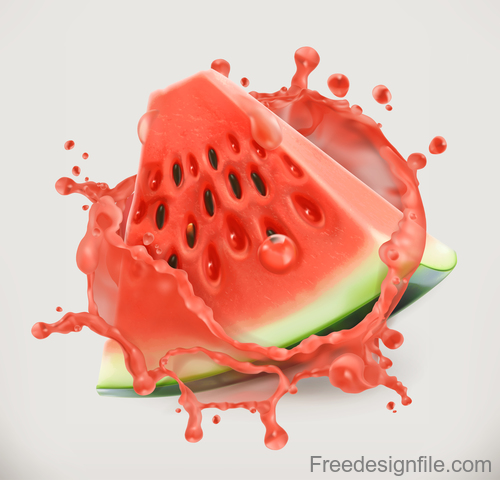 Watermelon juice splash vector illustration