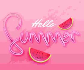 Watermelon with pink summer background vector