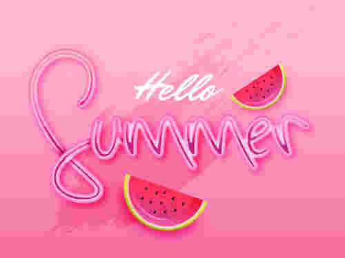 Watermelon with pink summer background vector
