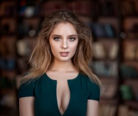 Wearing black costume blonde women portrait Stock Photo