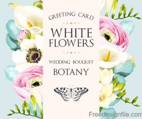 Wedding invitation card with vintage flower vector 03