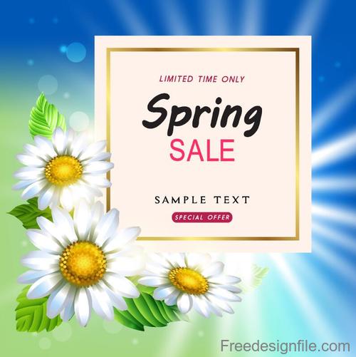White flower with sale background vector