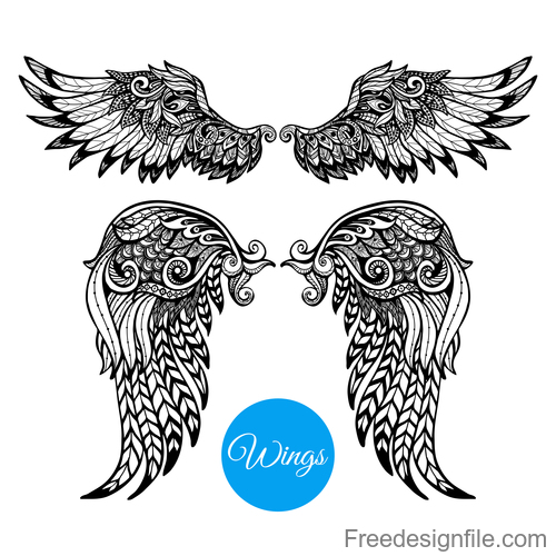 Wings vintage decorative design vector