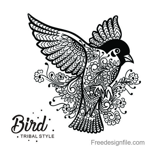 bird head tribal style Hand drawn vector