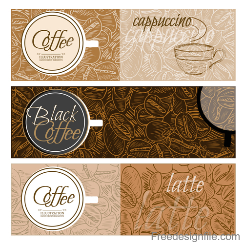 coffee latte banners vector 02