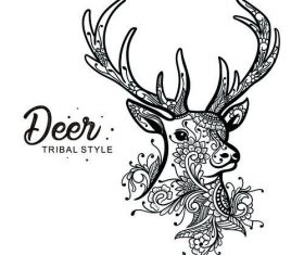 deer head tribal style Hand drawn vector