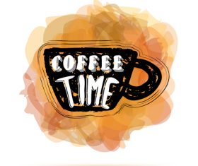 hand drawn coffee cup with lettering vector