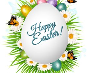 holiday background with colorful easter eggs vector