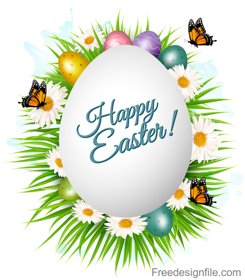 holiday background with colorful easter eggs vector