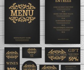 luxury menu temlate with retro card vector 02