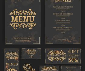 luxury menu temlate with retro card vector 03