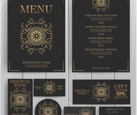 luxury menu temlate with retro card vector 04