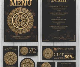 luxury menu temlate with retro card vector 05
