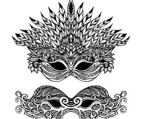 mask vintage decorative design vector