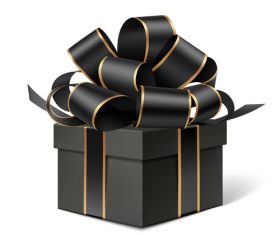 ornate ribbon with black gift box vector