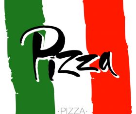 pizza lettering banner template vector design 01